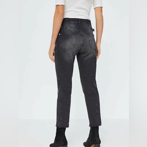 Anthro Pilcro Black Buckled Boyfriend Jeans HighRise Cinch Waist -Size 27 - Picture 2 of 16